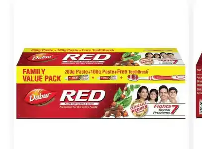 Dabur Red Toothpaste 200gm + 100gm + Toothbrus 1s