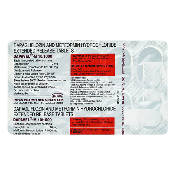 Dapavel M 10mg/1000mg Tablet 10s