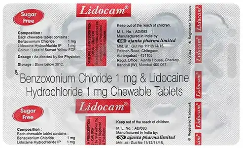 Lidocam Chewable Tablet Sugar Free 15s