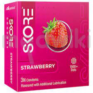 Skore 1500+Dots Condom Strawberry 3s