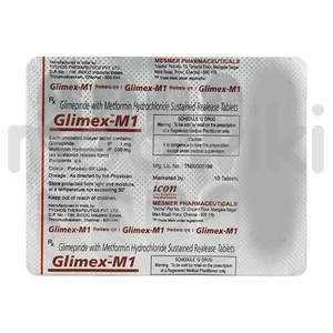 ग्लिमिरैक्स एम 1mg/500mg टैबलेट