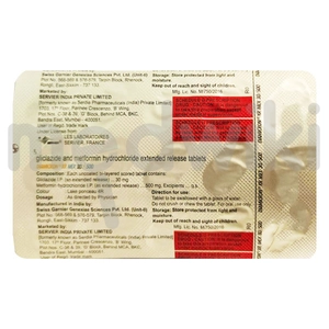 डायमाइक्रोन एक्सआर मेक्स 30mg/500mg टैबलेट 15s