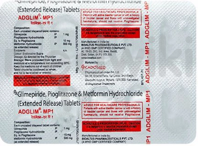 Adglim MP 1mg/500mg/15mg Tablet 10s