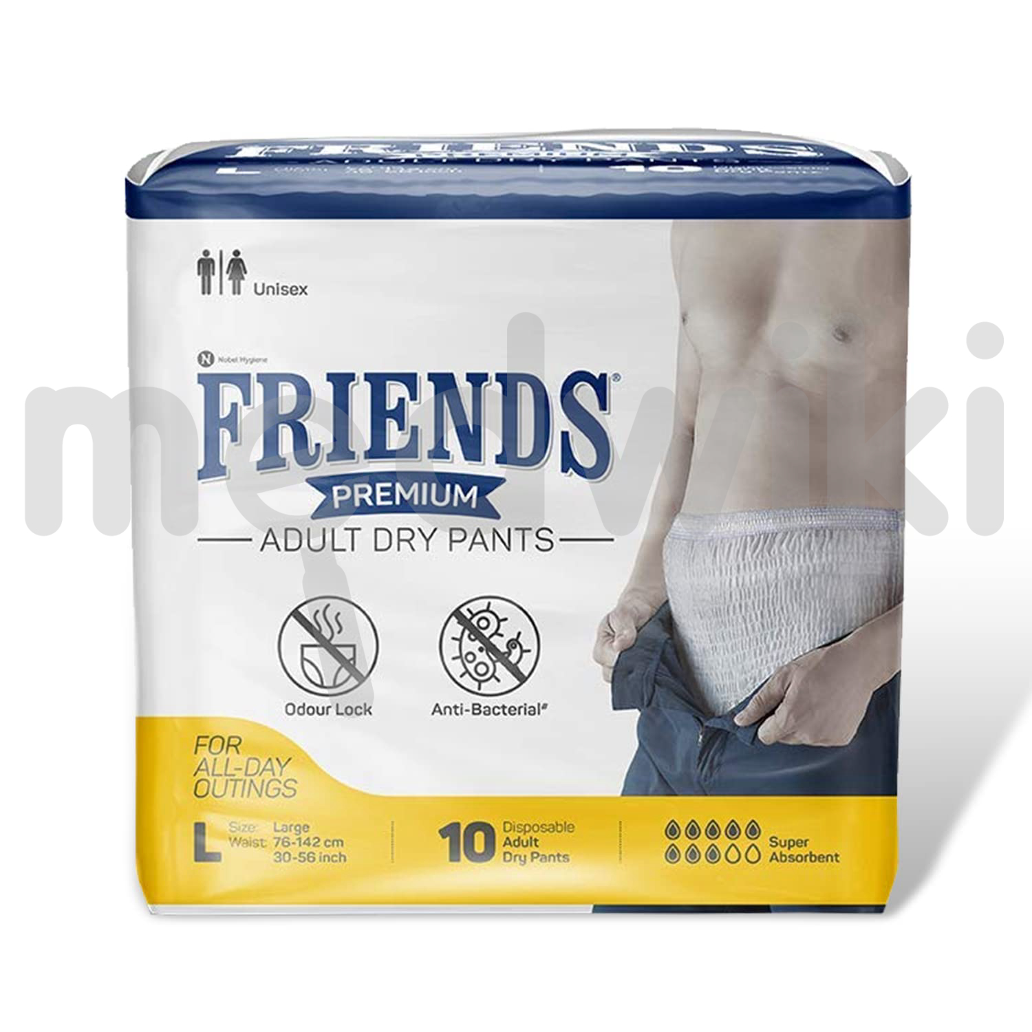 Friends Premium Adult Diapers Pant Style - 10 Count -XL- with odour lock  and Anti-Bacterial Absorbent Core- Waist Size 30-56 Inch ;76-142cm :  : Health & Personal Care