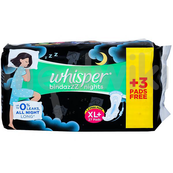 Whisper Bindazzz Nights Pads for Women XXL Plus- 6 Pads, Whisper-bindazz-XXL+-6s