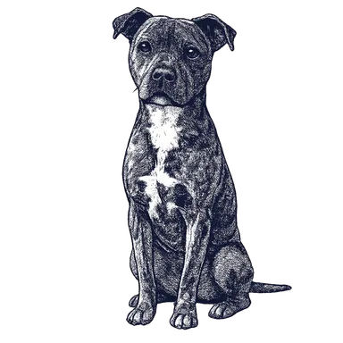 Natural history style dog portrait