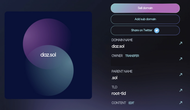 .sol domain dashboard