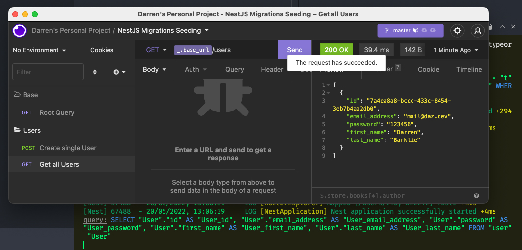 Screenshot of NestJS configuration