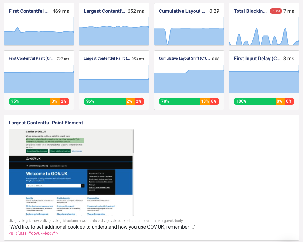 DebugBear Web Vitals tab