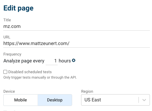 Only test web performance as needed