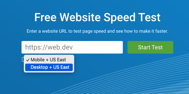 Speed test desktop mobile toggle