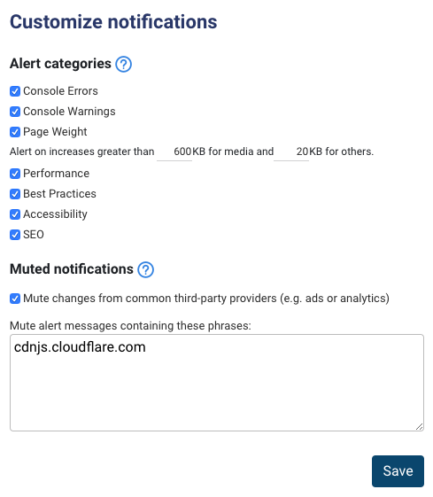 Configuring DebugBear alerts