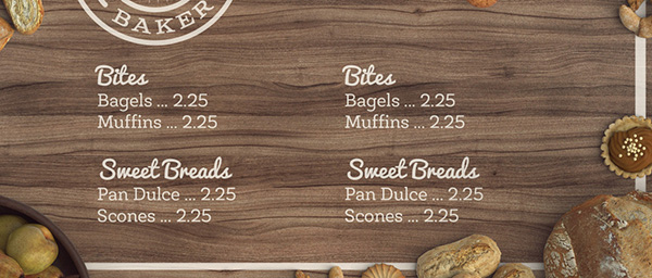 Bakery Menu