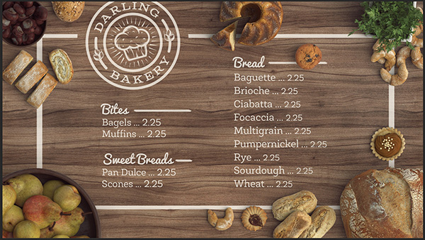 Bakery Menu