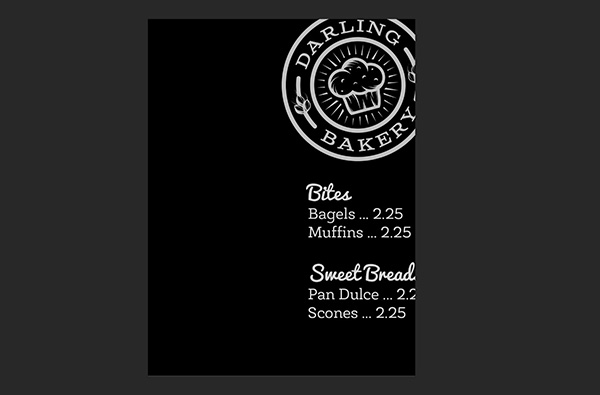 Bakery Menu