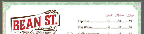 Coffee Shop Menu