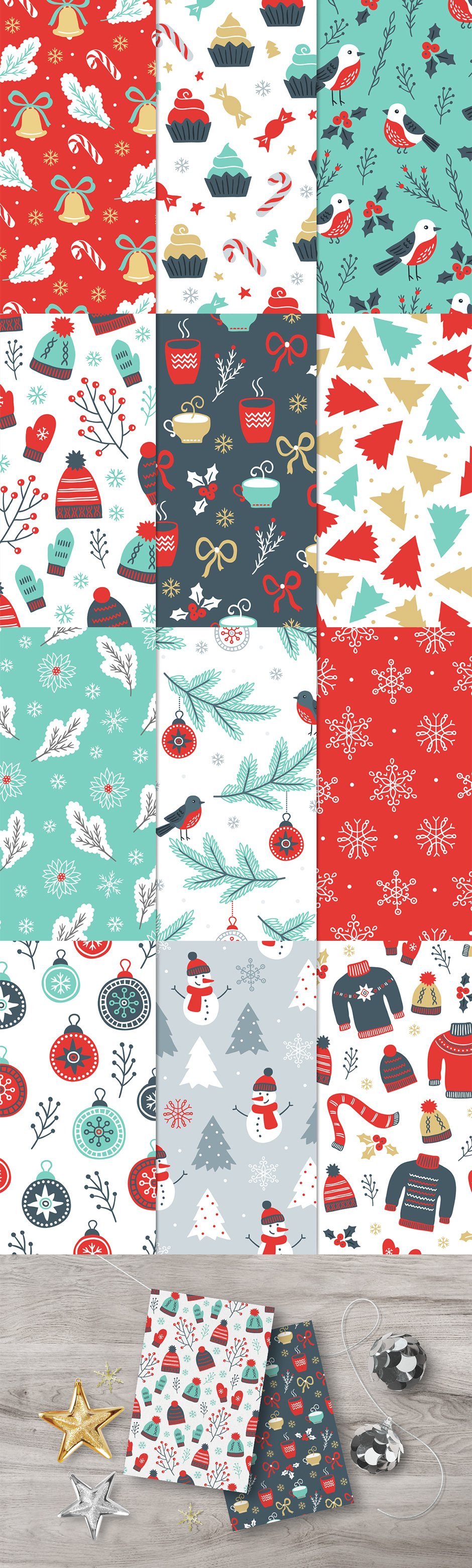 12 Christmas Seamless Patterns