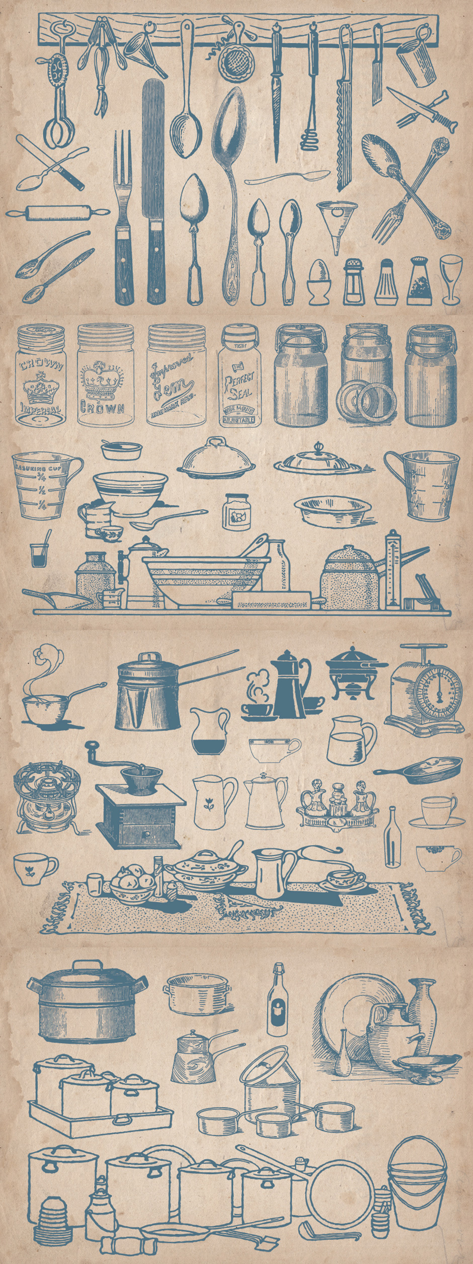 64 Vintage Kitchenware Elements