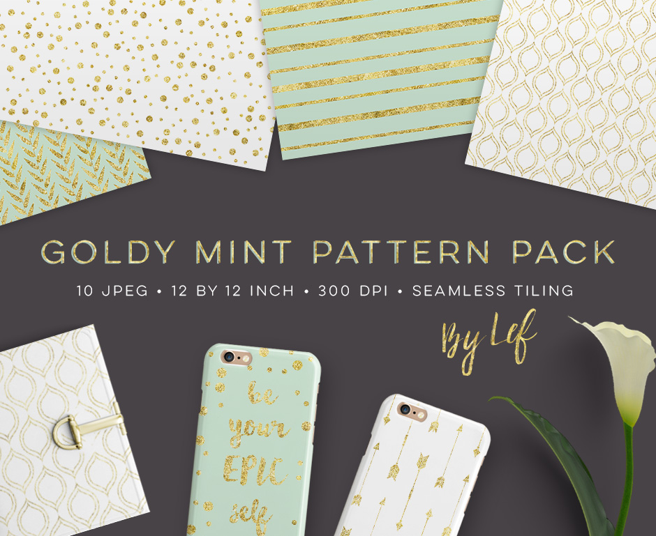 Gold And Mint Pattern Pack