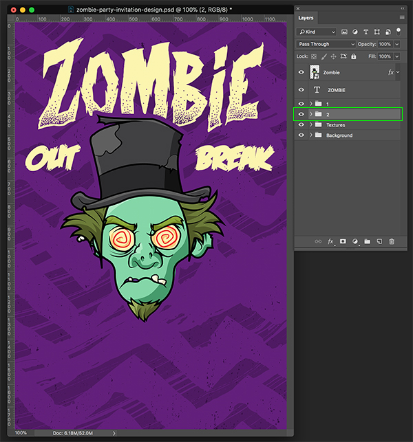 Zombie Party Invitation Design