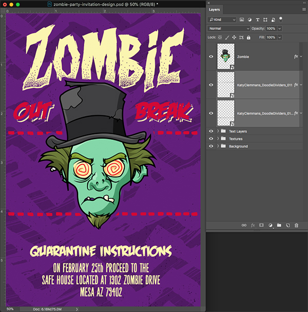 Zombie Party Invitation Design