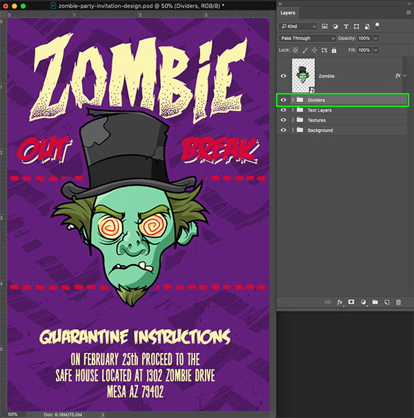 Zombie Party Invitation Design