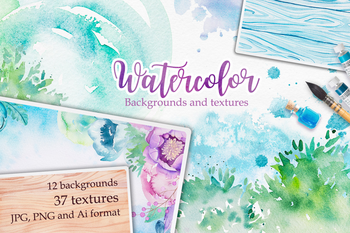 Watercolor Backgrounds & Textures Set
