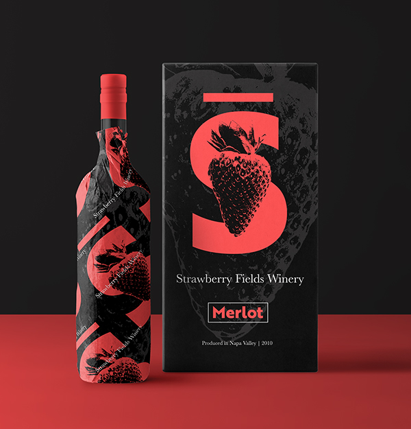 Strawberry Fields Winery Packaging Design