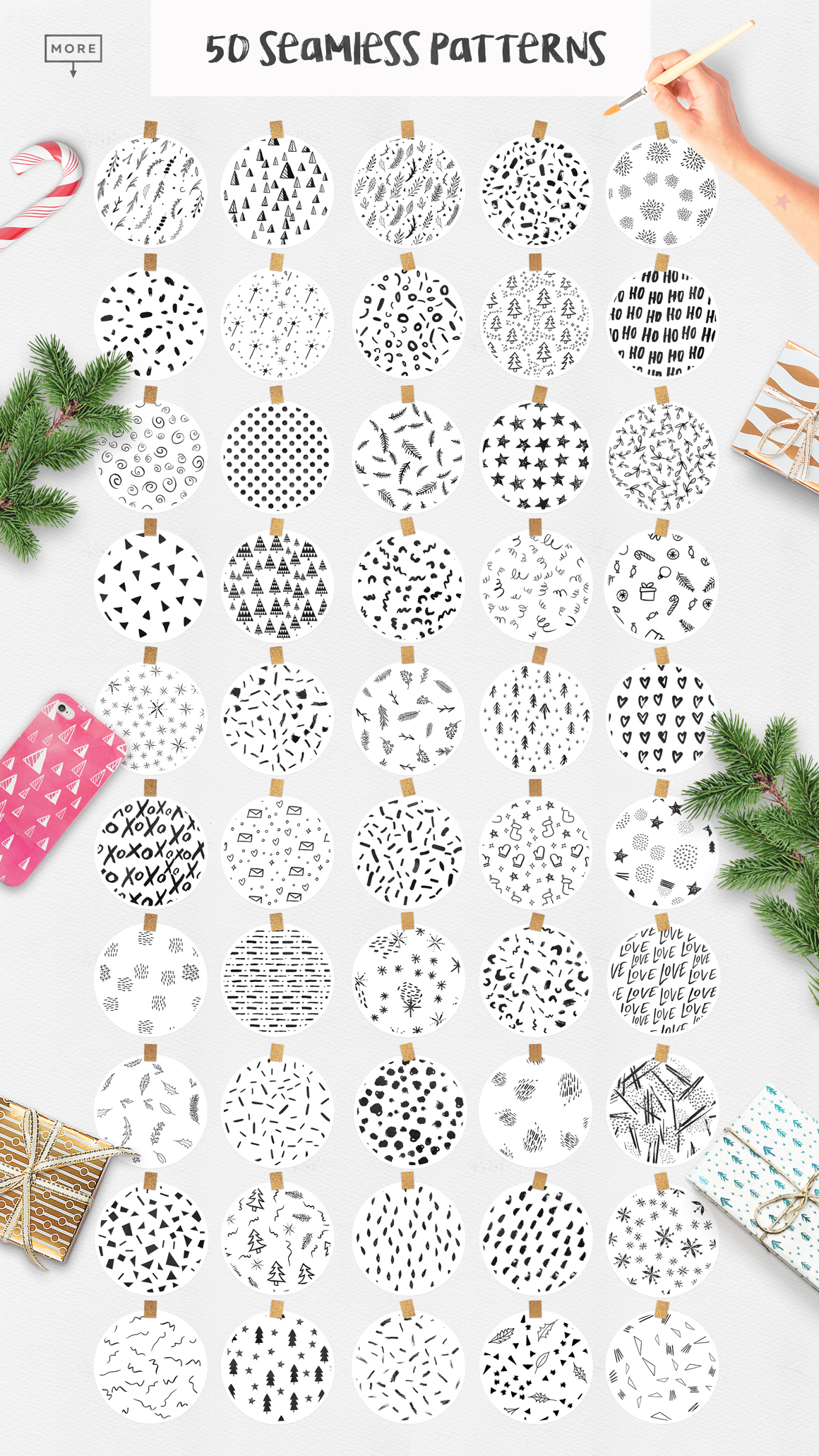 50 Christmas Seamless Patterns