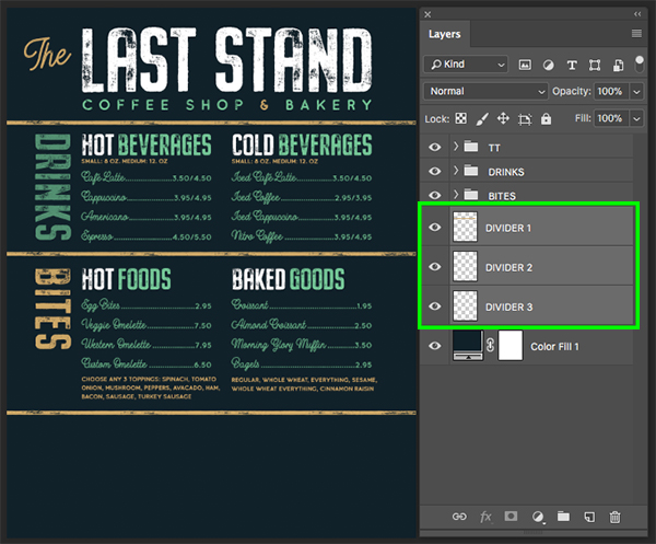 The Last Stand Menu Design