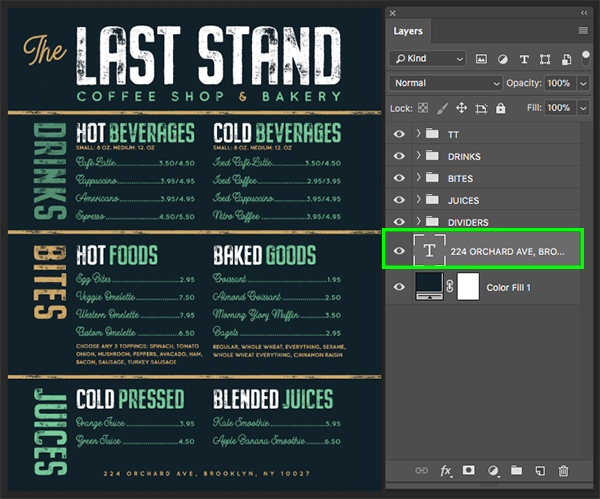 The Last Stand Menu Design