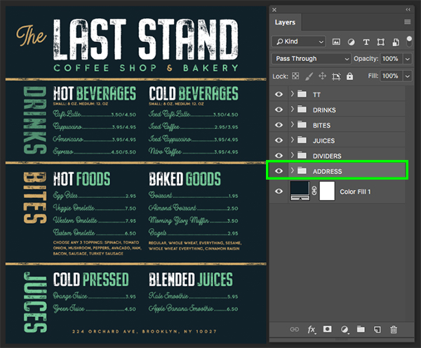 The Last Stand Menu Design