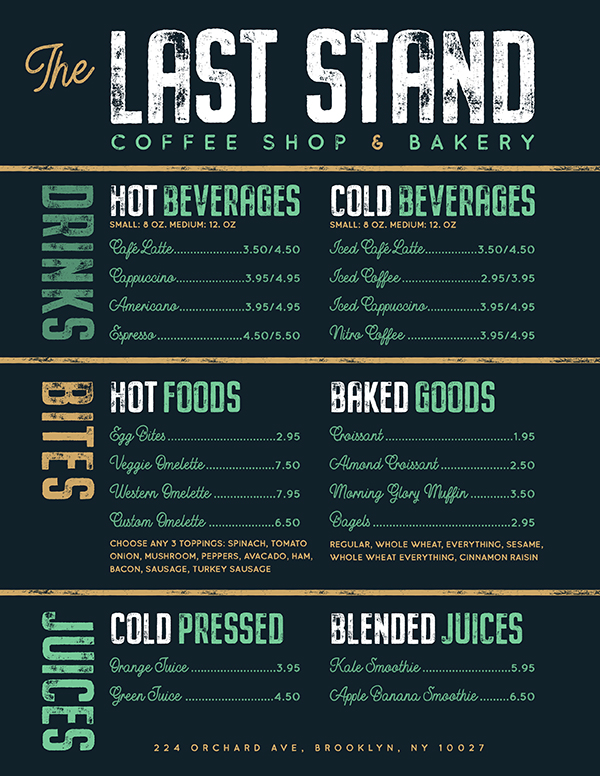 The Last Stand Menu Design