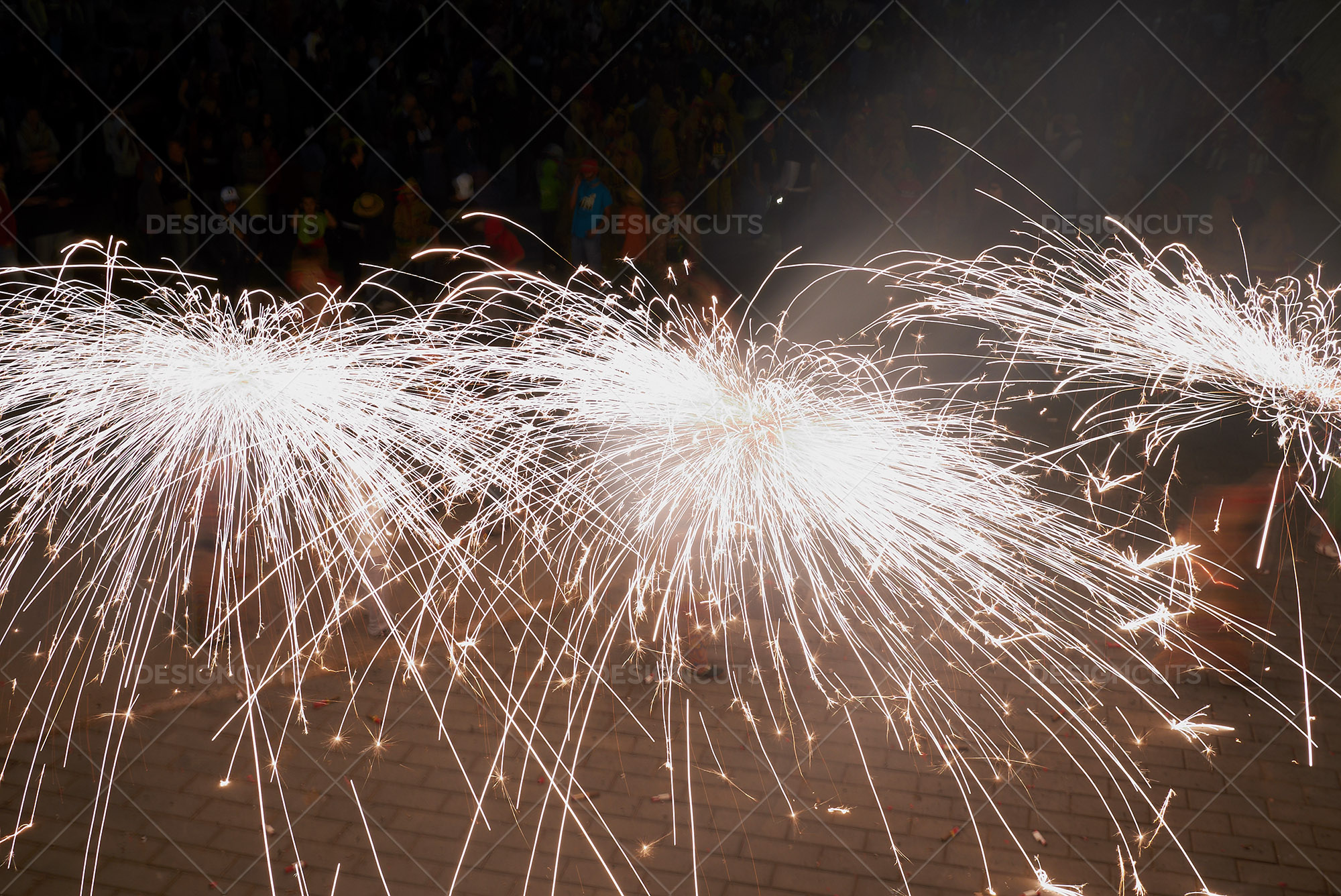 Long Exposure Of Firework Sparklers