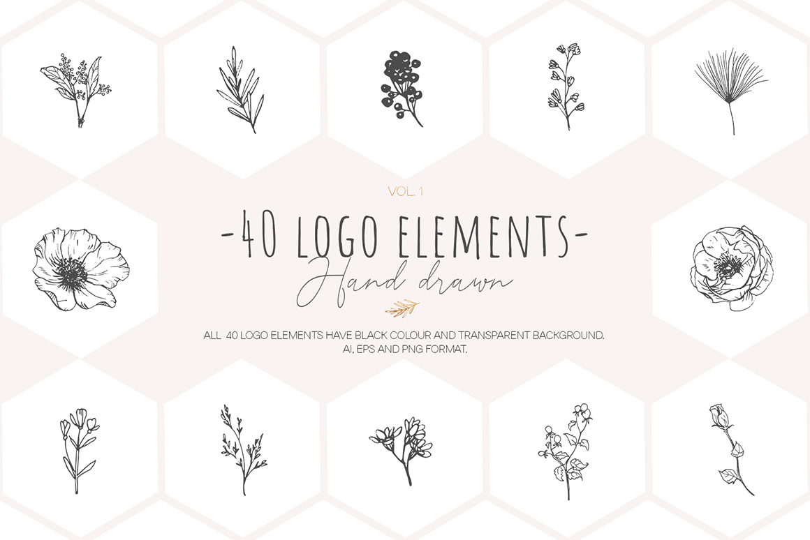 Hand Drawn Floral Logo Elements