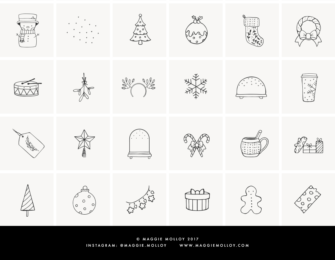 101 Hand Drawn Festive Elements - Design Cuts