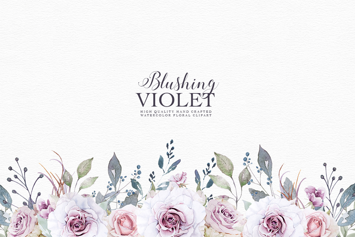 Blushing Violet Watercolor Clipart Collection