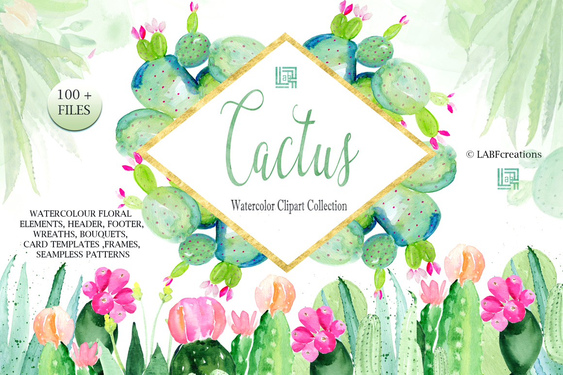 Cactus & Aloe Watercolor Clipart