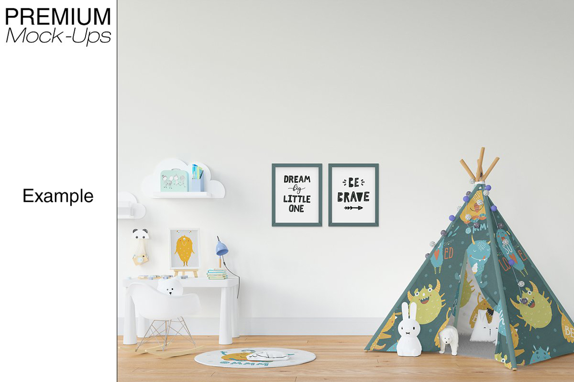 Kids Room - Wall Frames And Wigwam Set