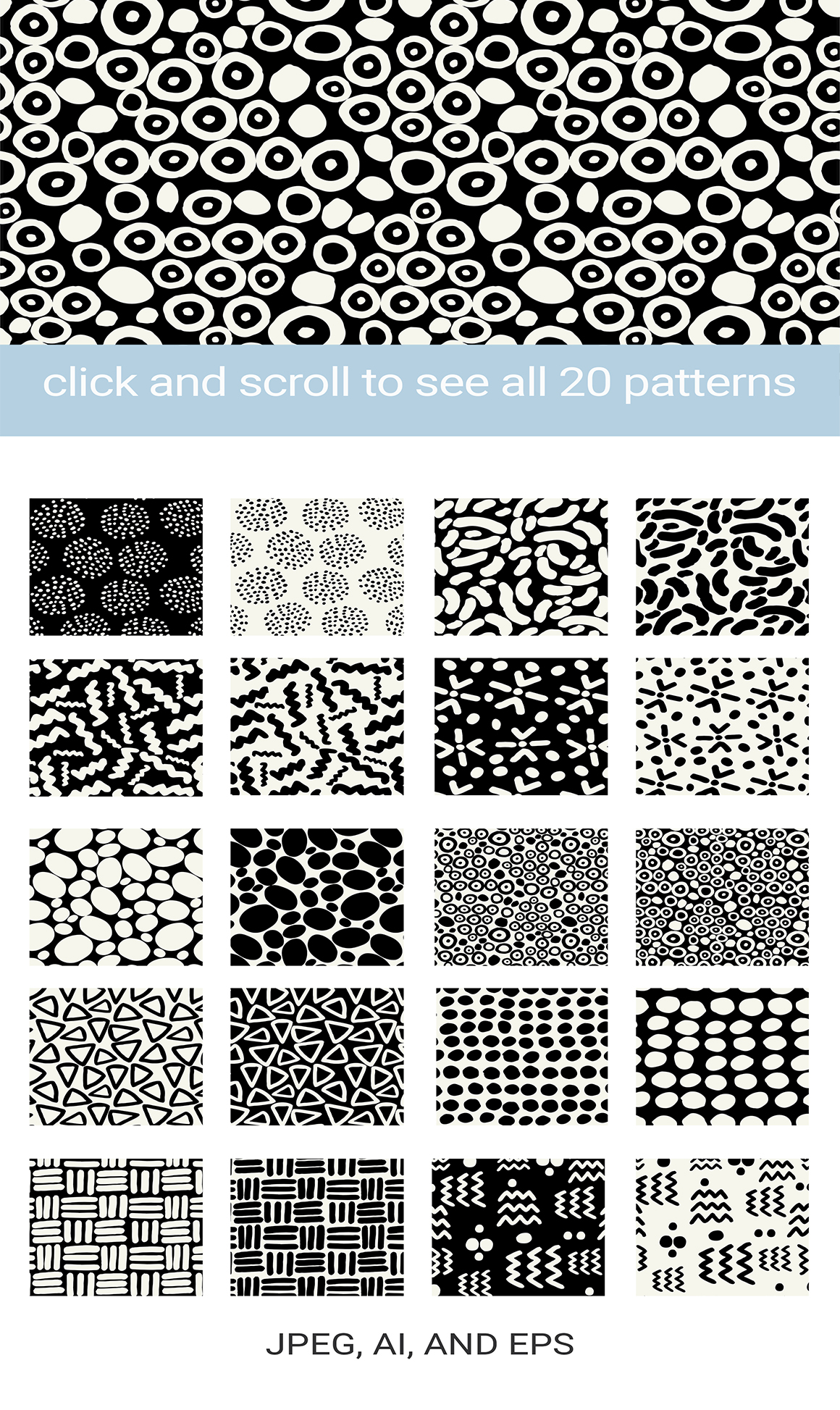 Dots and Dashes Seamless Patterns