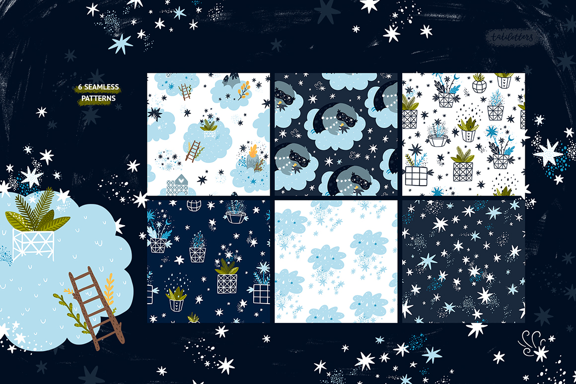 Starry Night Illustrations & Pattern