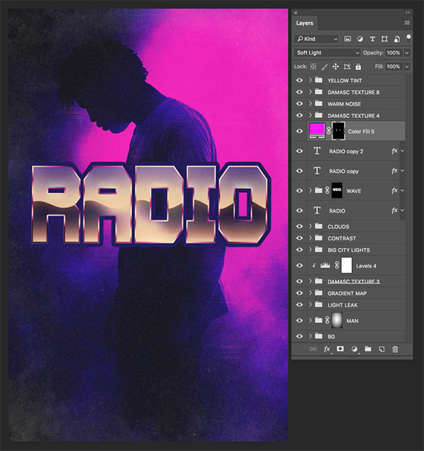 Radio Waves Retro Poster Design