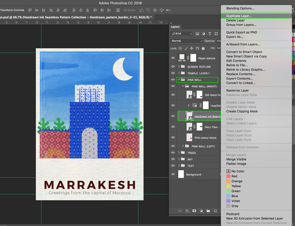 Marrakesh Postcard Design