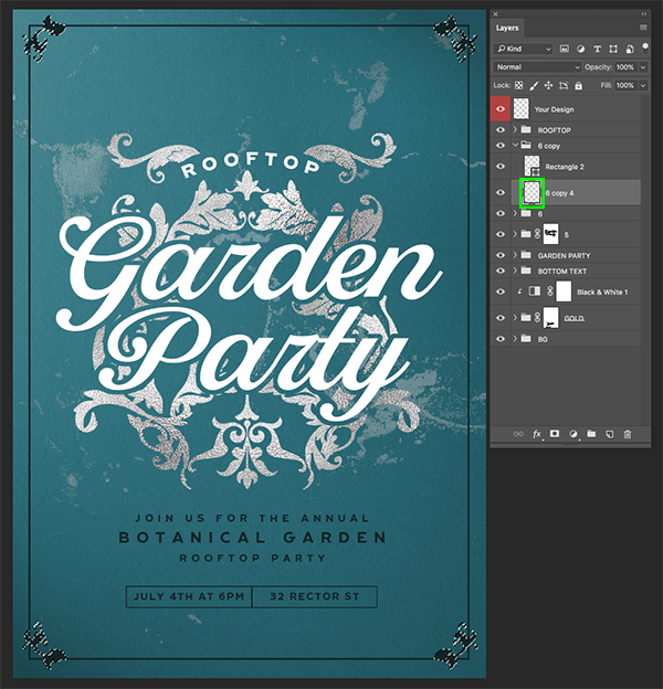 Rooftop Garden Party Flyer Design