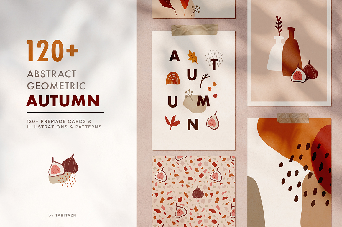 120 Abstract Geometric Autumn Set - Design Cuts