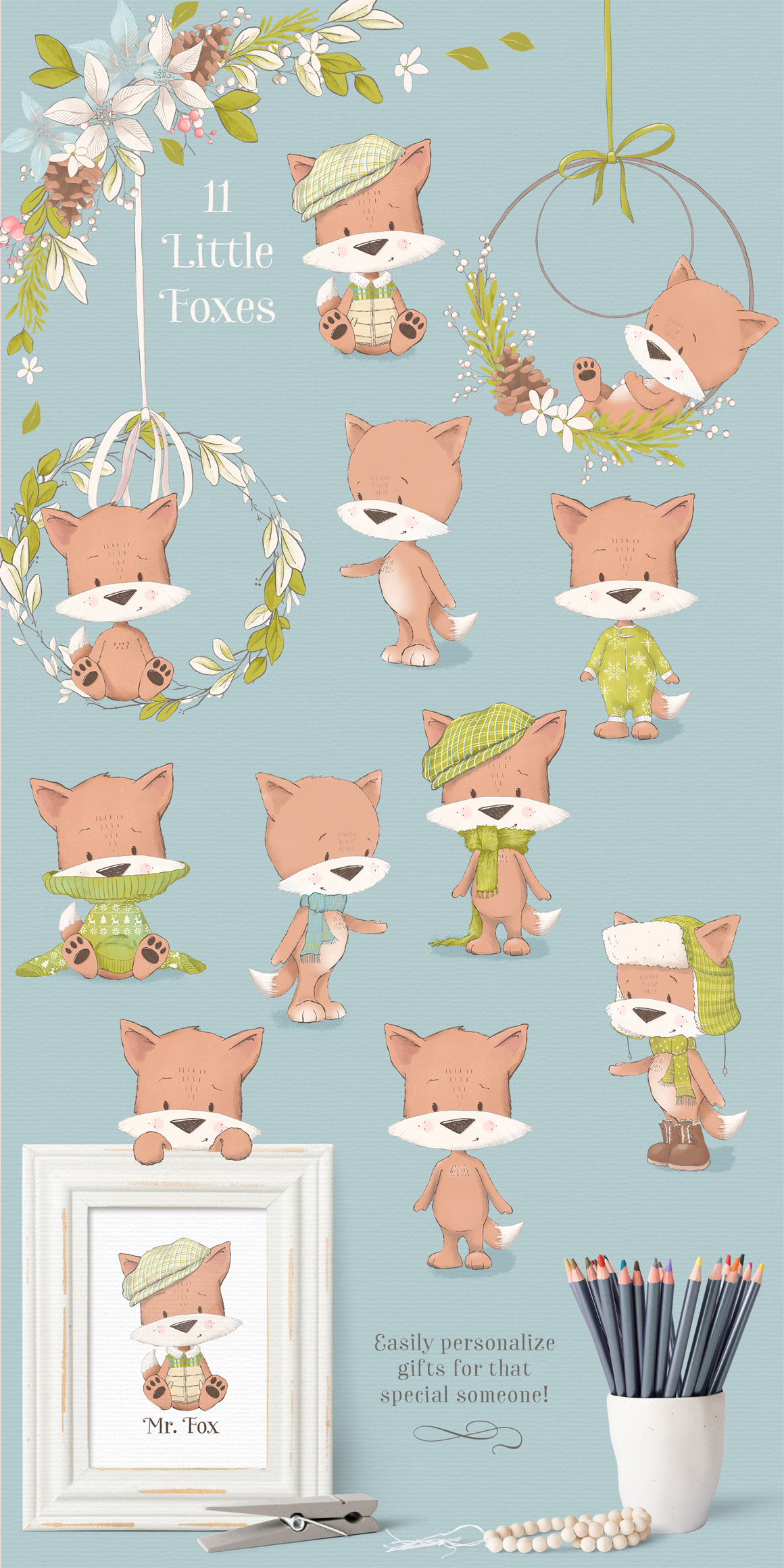 Snow Adorable Winter Illustration Clipart Kit