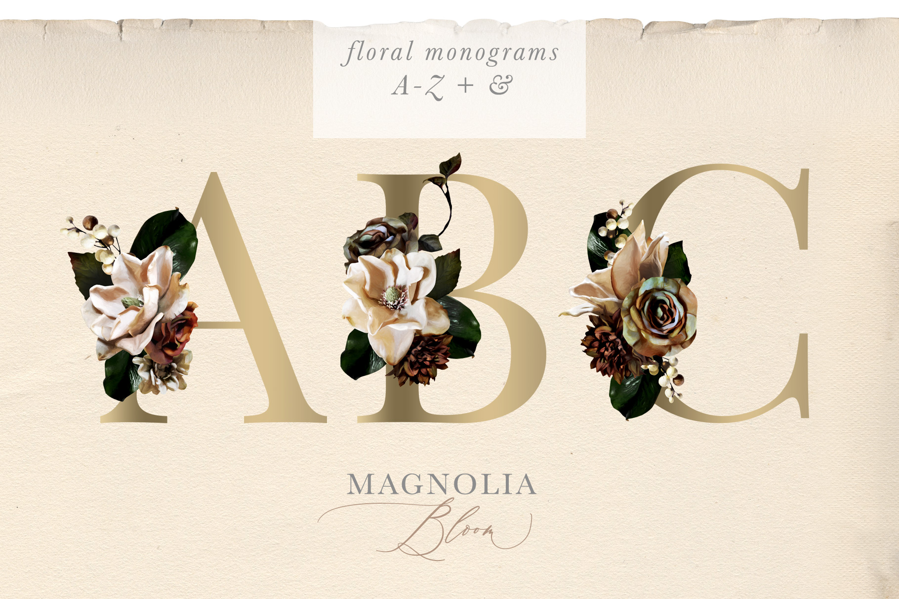 Magnolia Bloom Flower & Monogram Graphics