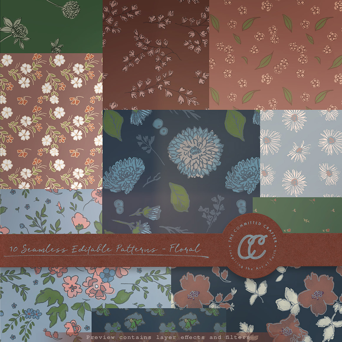 Seamless Editable Patterns - Floral