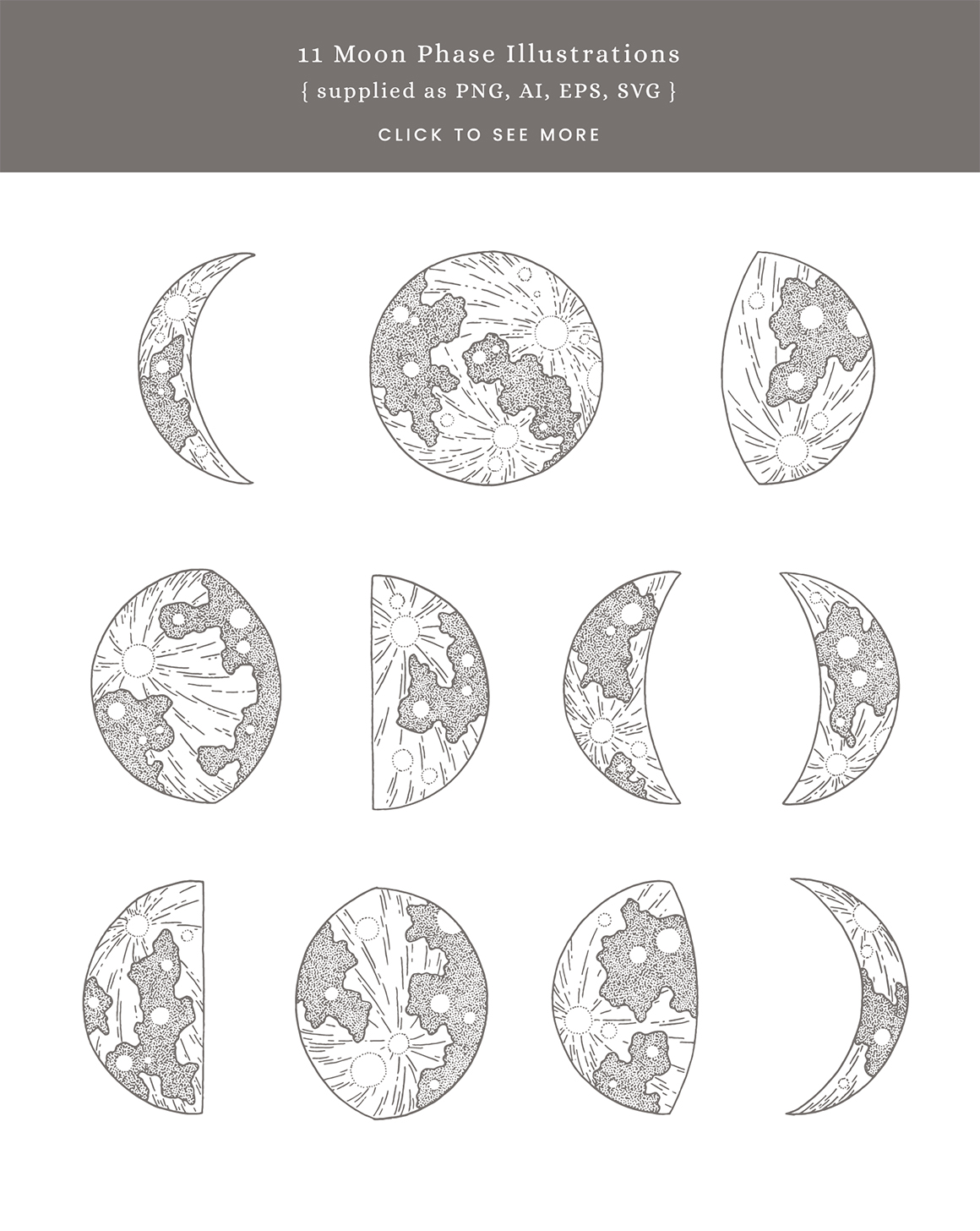 Moon & Stars Vector Illustrations