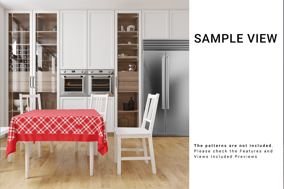 Square Tablecloth in Kitchen Mockup Set